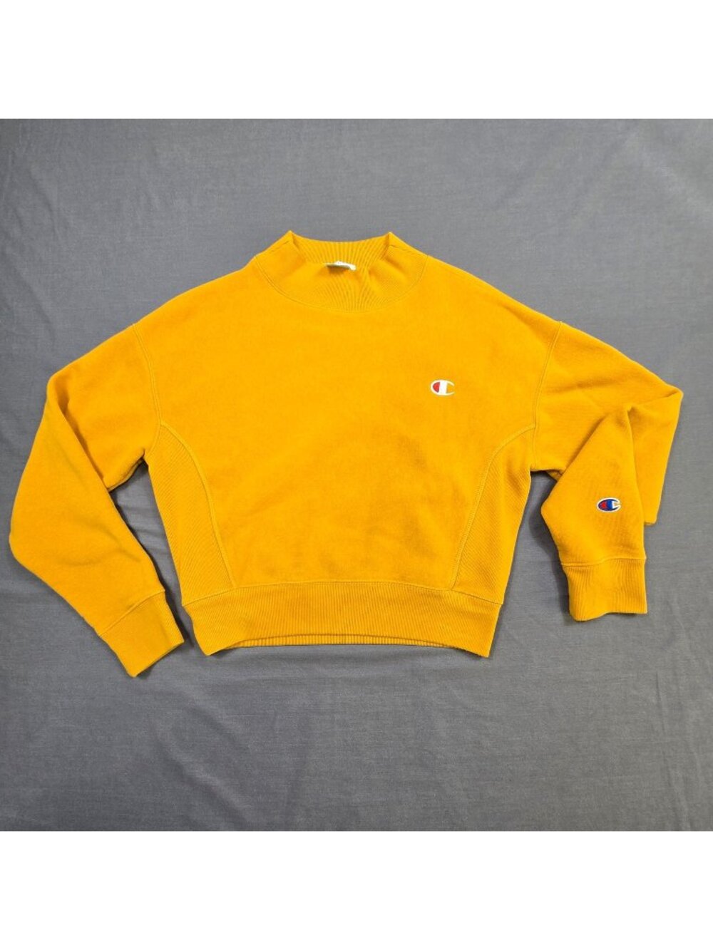 Vintage Champion XS Womens Reverse Weave Sweatshirt Gold Ribbed Crewneck